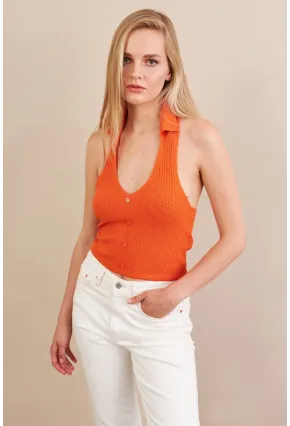 Kadın Turuncu Sırtı Açık Bluz ZH01-90