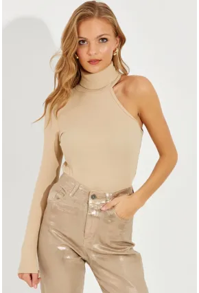 Kadın Vanilya Balıkçı Tek Kol Kaşkorse Bluz EY1118