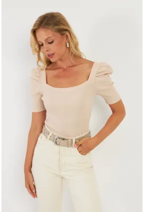 Kadın Vanilya Balon Kol Kaşkorse Bluz XL2019