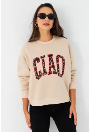 Kadın Vanilya Baskılı Sweatshirt MPP6429