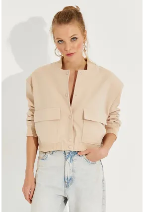 Kadın Vanilya Bomber Ceket QRS8375