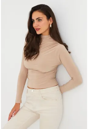 Kadın Vanilya Büzgülü Bluz ELT3568