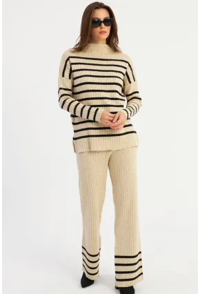 Kadın Vanilya Çizgili Alt Üst Takım MYİL11