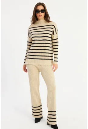 Kadın Vanilya Çizgili Alt Üst Takım MYİL11