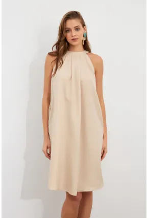 Kadın Vanilya Halter Yaka Midi Elbise NH5029