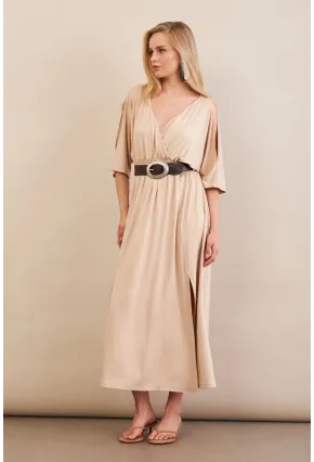 Kadın Vanilya Kol Pencereli Midi Elbise MP500