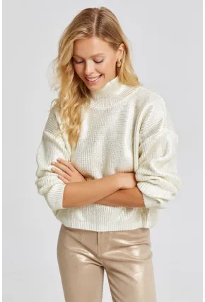 Kadın Vanilya Varakli Triko Bluz SF2530