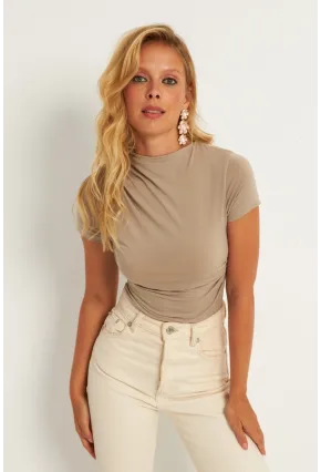 Kadın Vizon Büzgülü Çıtçıtlı Body HC1113