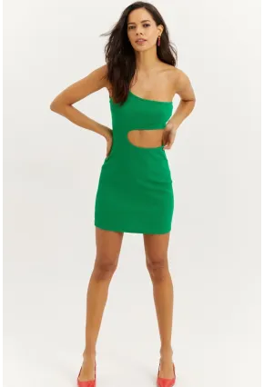 Kadın Yeşil Dekolteli Mini Elbise B1817