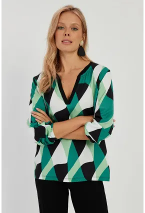 Kadın Yeşil Desenli Bluz AYD292