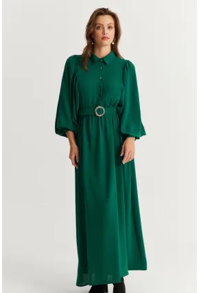 Kadın Yeşil Kemerli Maxi Elbise MASF15