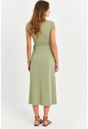Kadın Yeşil Kruvaze Midi Elbise EY2785