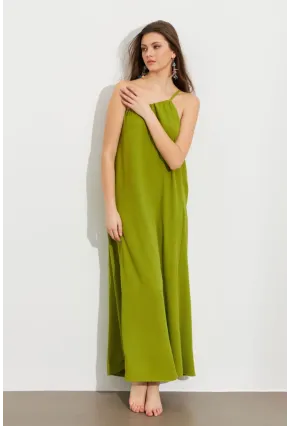 Kadın Yeşil Tek Omuz Maxi Elbise İRE1012