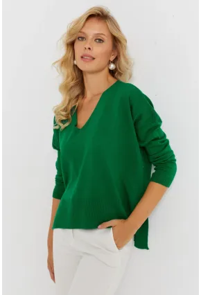 Kadın Yeşil Önü Kısa Triko Kazak YİL551