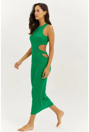 Kadın Yeşil Sırt Dekolteli Maxi Elbise B1818