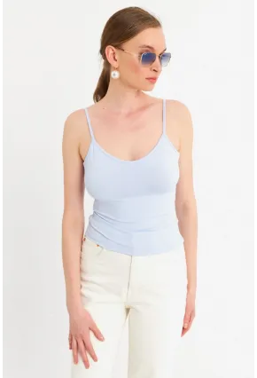 Kadın Açık Mavi Askılı Basic Atlet FLS06