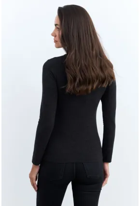 Kadın Antrasit Aksesuarlı Bluz EY2950