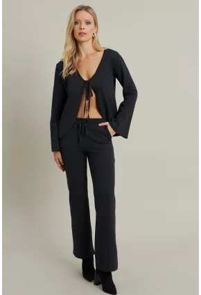 Kadın Antrasit Bağlama Detaylı Alt Üst Takım YLE1098
