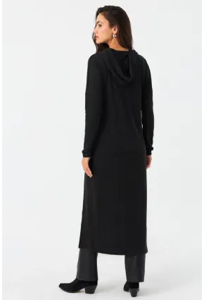 Kadın Antrasit Kapüşonlu Kruvaze Tunik Elbise TF39