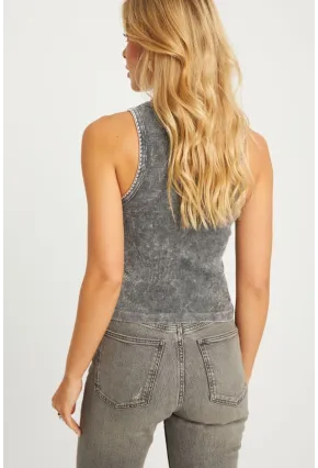 Kadın Antrasit Yıkamalı Triko Bluz AYD341