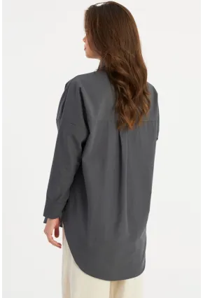 Kadın Antrasit Zımbalı Gömlek MASF2