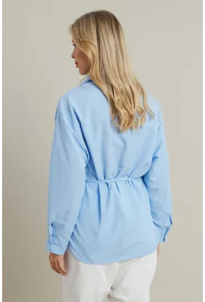 Kadın Bebe Mavi Bağlama Detaylı Gömlek ZER418