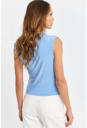 Kadın Bebe Mavi Büzgülü Kolsuz Bluz LPP1205-90