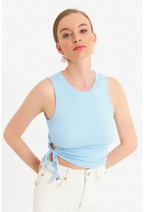 Kadın Bebe Mavi Yanı Büzülebilir Basic Bluz RSP329