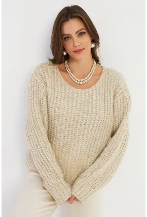 Kadın Bej Parlak Kazak KAZ25