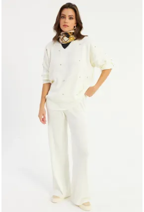 Kadın Bej Taşlı Alt Üst Takım MYİL10