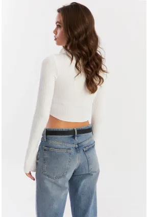 Kadın Beyaz Asimetrik Bluz CG384