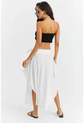 Kadın Beyaz Asımetrık Etek LV52