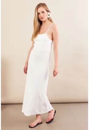 Kadın Beyaz Askılı Midi Elbise FLU7314