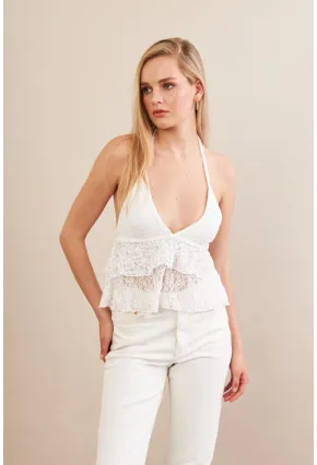 Kadın Beyaz Dantel Bluz ZH324