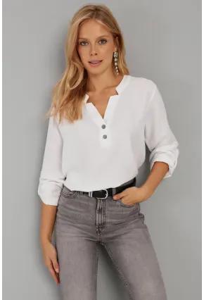 Kadın Beyaz Düğmeli Bluz BR1320