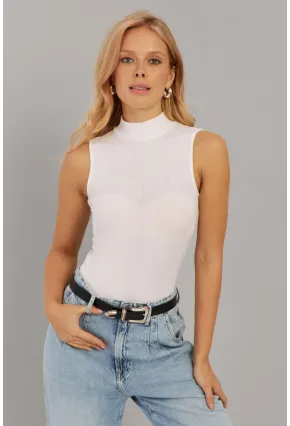 Kadın Beyaz Fitilli Kolsuz Bluz LPP1261