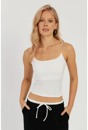 Kadın Beyaz İp Askılı Bluz GÇ154