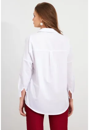Kadın Beyaz Nakışlı Gömlek DAF5017