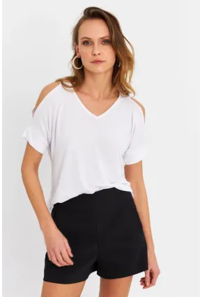Kadın Beyaz Omuzları Açık Bluz BR1329