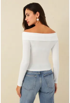 Kadın Beyaz Önü Çapraz Bluz CG389