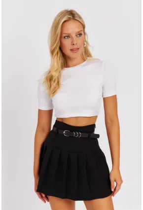 Kadın Beyaz Sırt Dekolteli Crop Bluz CY450