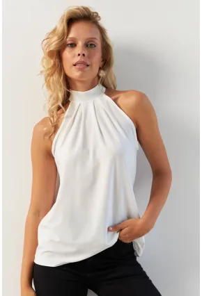 Kadın Beyaz Sırtı Damla Yılbaşı Bluz LPP5043