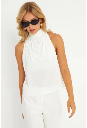 Kadın Beyaz Sırtı Düğmeli Bluz ELT3963