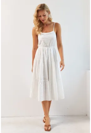 Kadın Beyaz Sırtı Gipeli Astarlı Midi Elbise BK267229