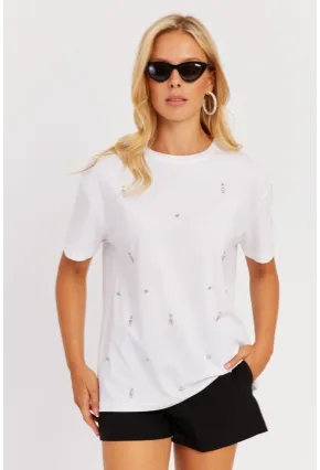 Kadın Beyaz Taşlı Bluz SGT401