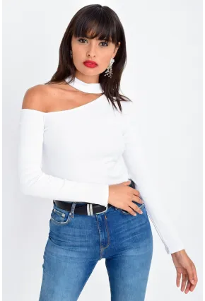 Kadın Beyaz Tek Omuz Bluz Kaşkorse CG53