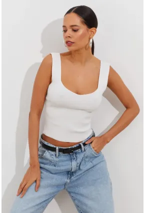 Kadın Beyaz Triko Atlet YV117