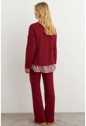 Kadın Bordo Alt Üst Pantolon Takım MTF28