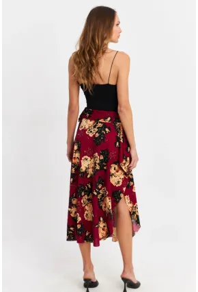 Kadın Bordo Asimetrik Etek LV81