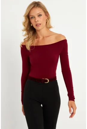 Kadın Bordo Bluz HOR13